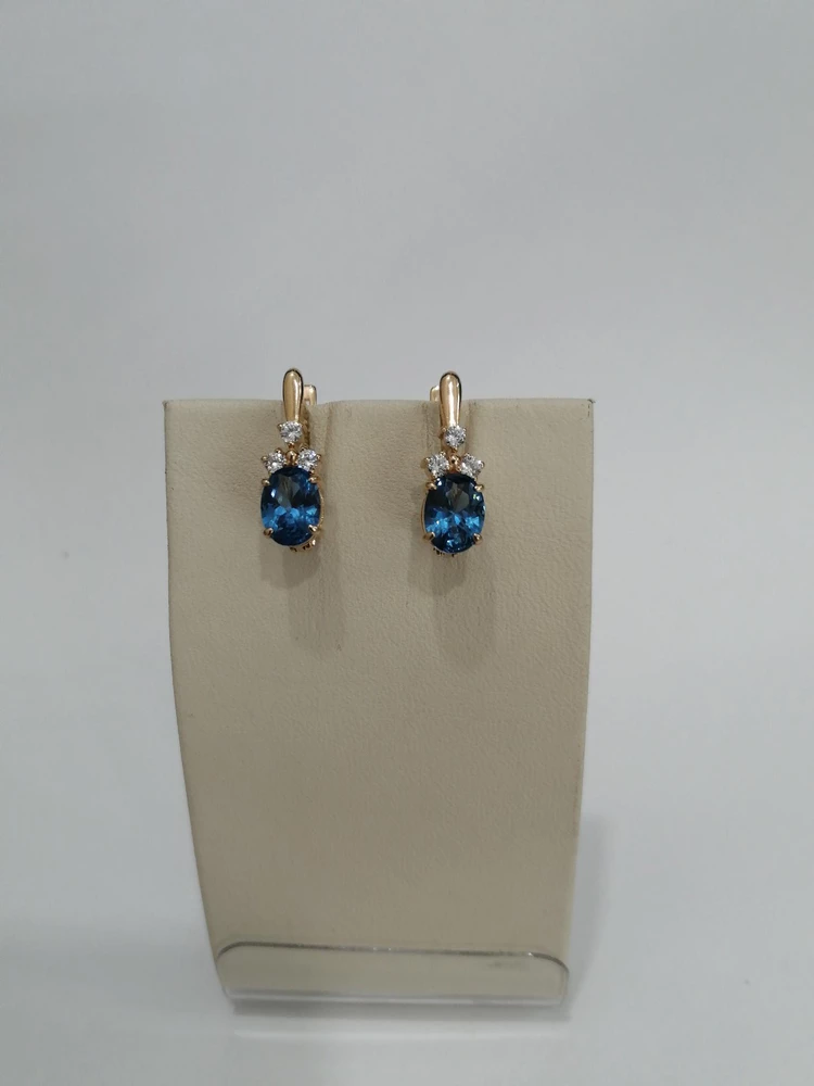 Серьги с фианитом из красного золота 585 пробы 1