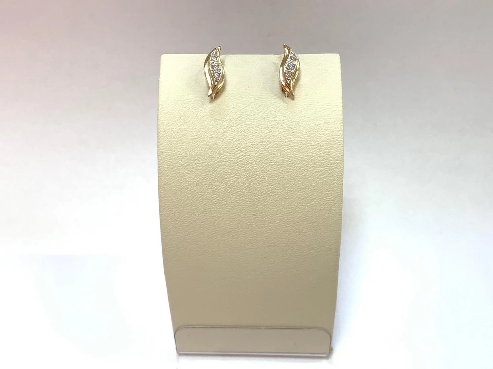 Серьги с фианитом из красного золота 585 пробы