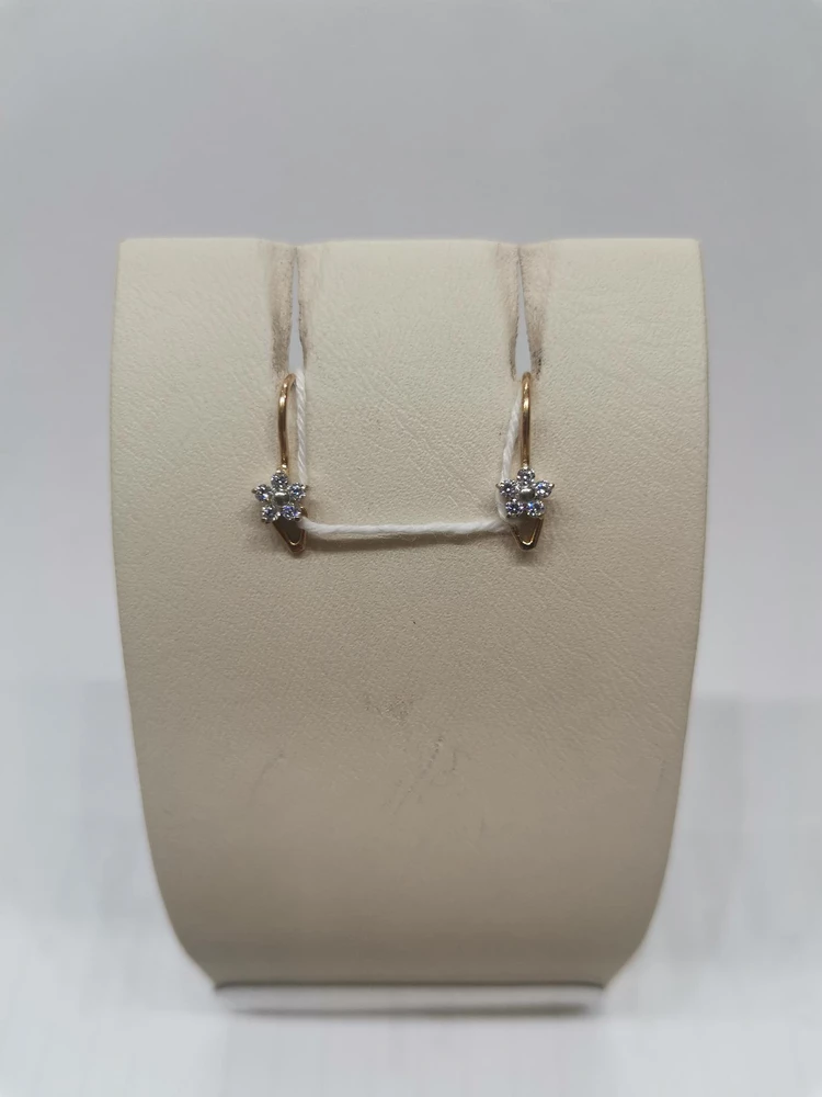 Серьги с фианитом из красного золота 585 пробы 1