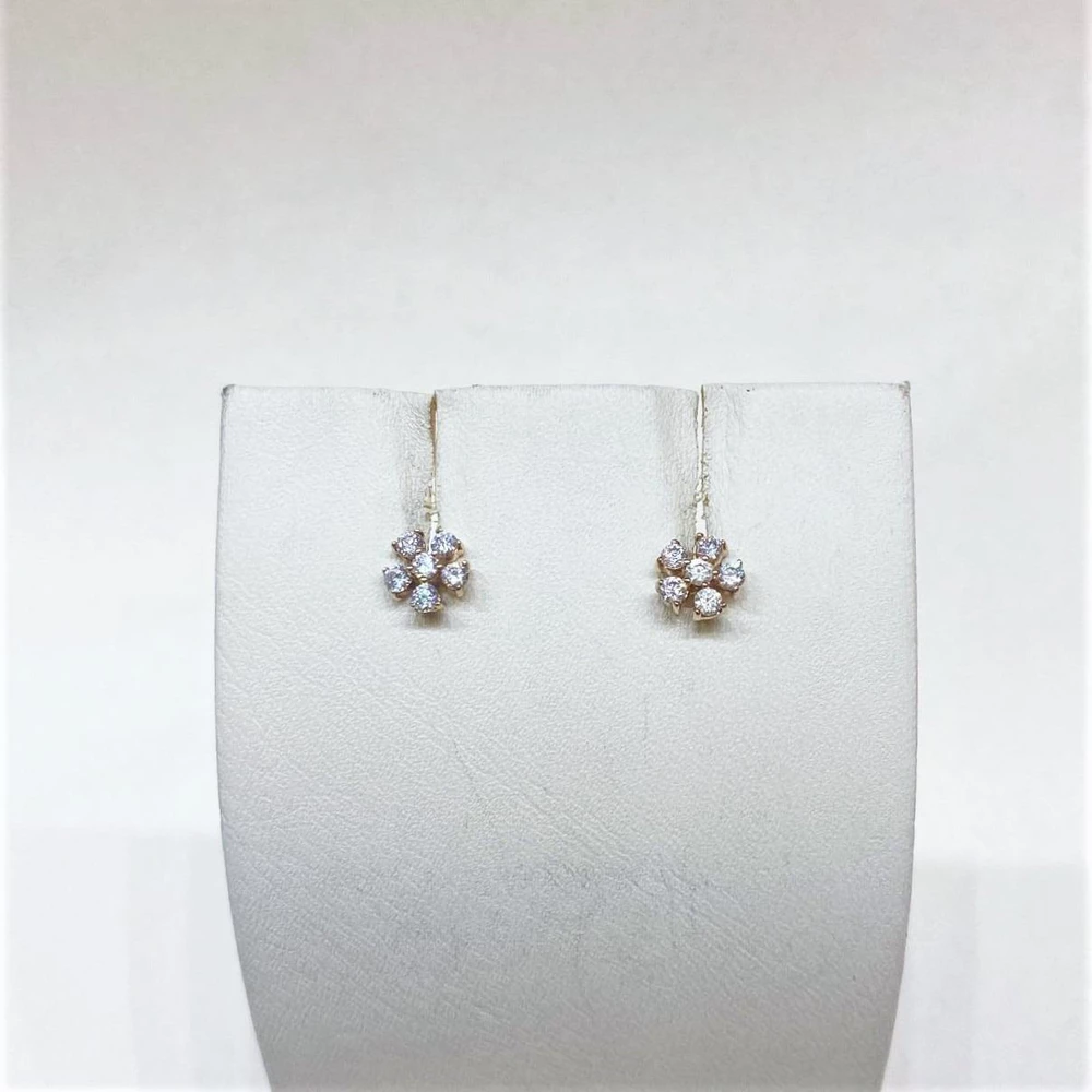 Серьги с фианитом из красного золота 585 пробы 1