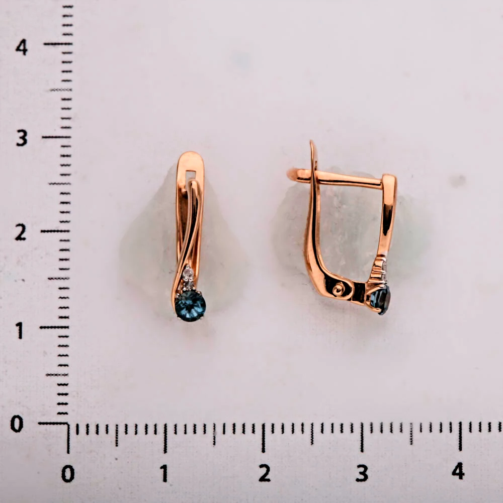 Серьги с топазом из красного золота 585 пробы 2