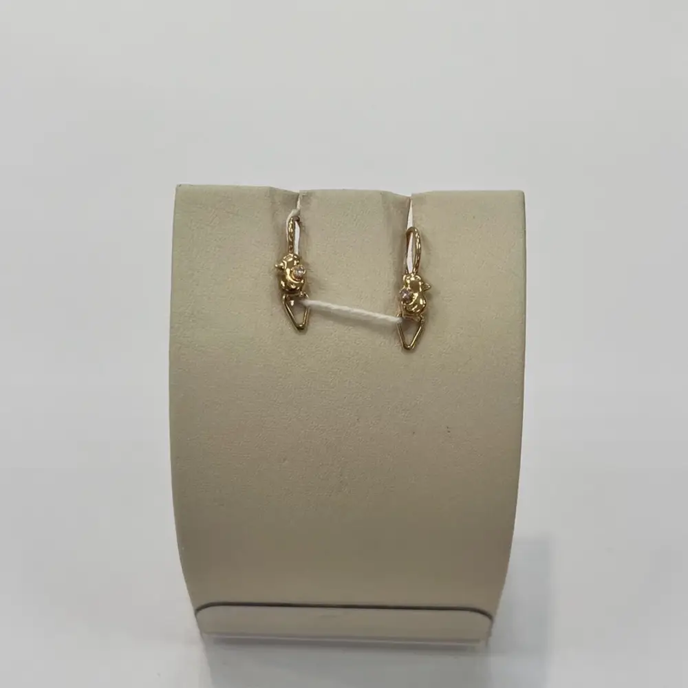 Серьги с фианитом из красного золота 585 пробы 1