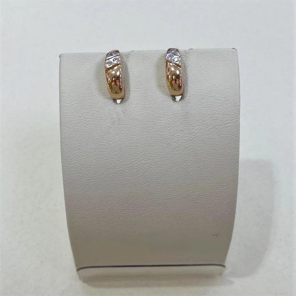 Серьги с фианитом из красного золота 585 пробы