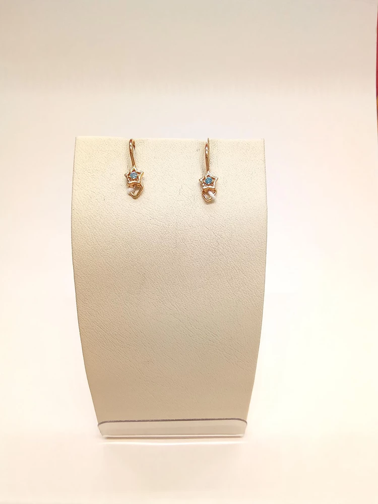 Серьги с фианитом из красного золота 585 пробы