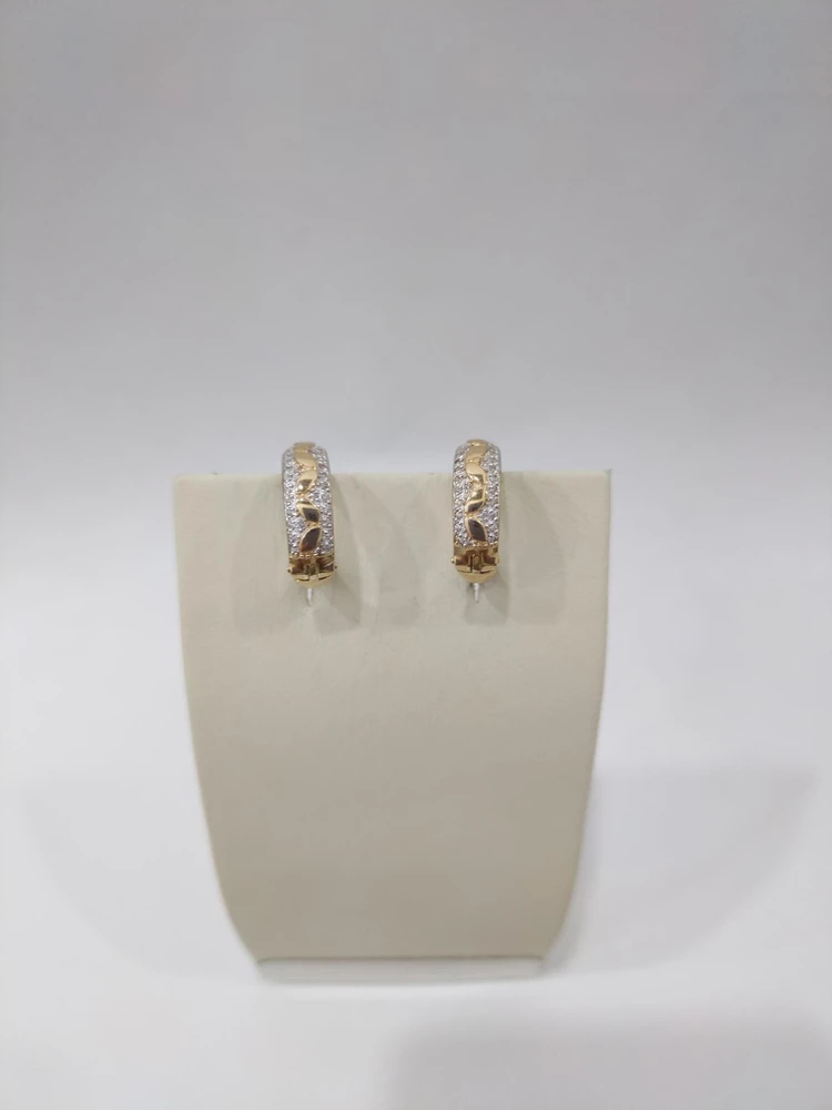Серьги с фианитом из красного золота 585 пробы