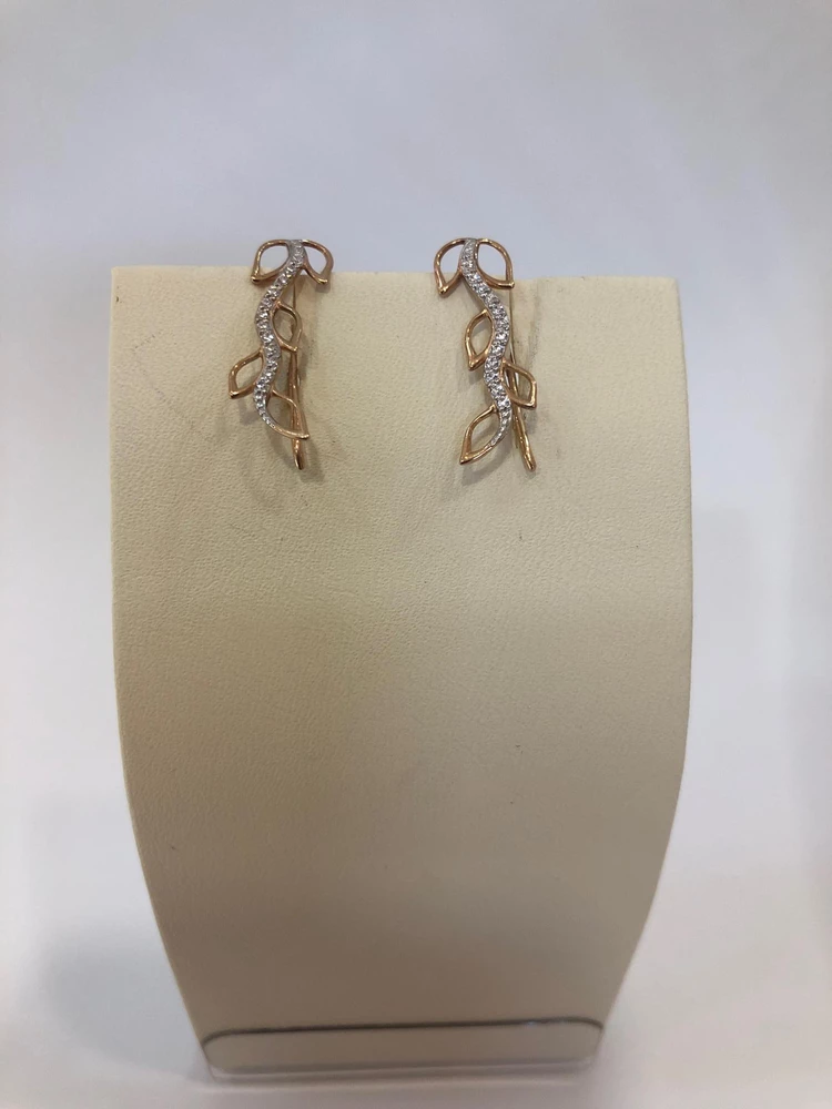 Серьги с фианитом из красного золота 375 пробы 1