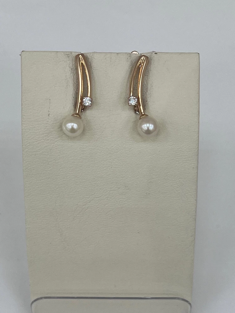 Серьги с жемчугом из красного золота 585 пробы 1