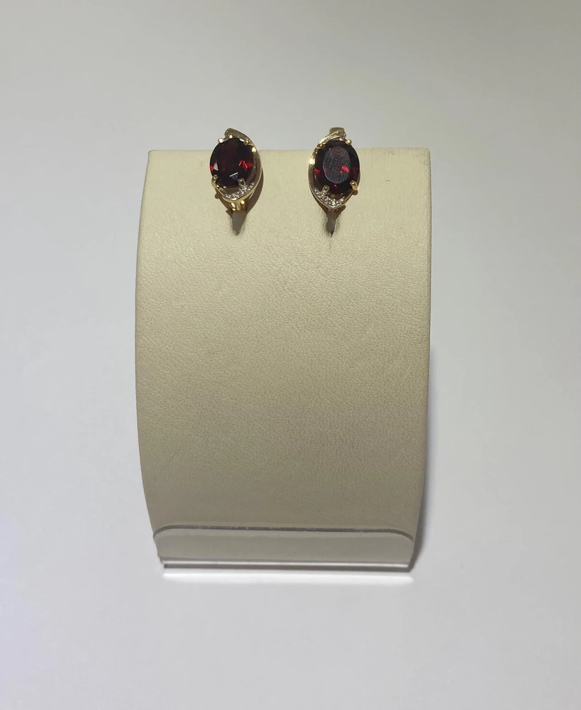 Серьги с фианитом из красного золота 585 пробы