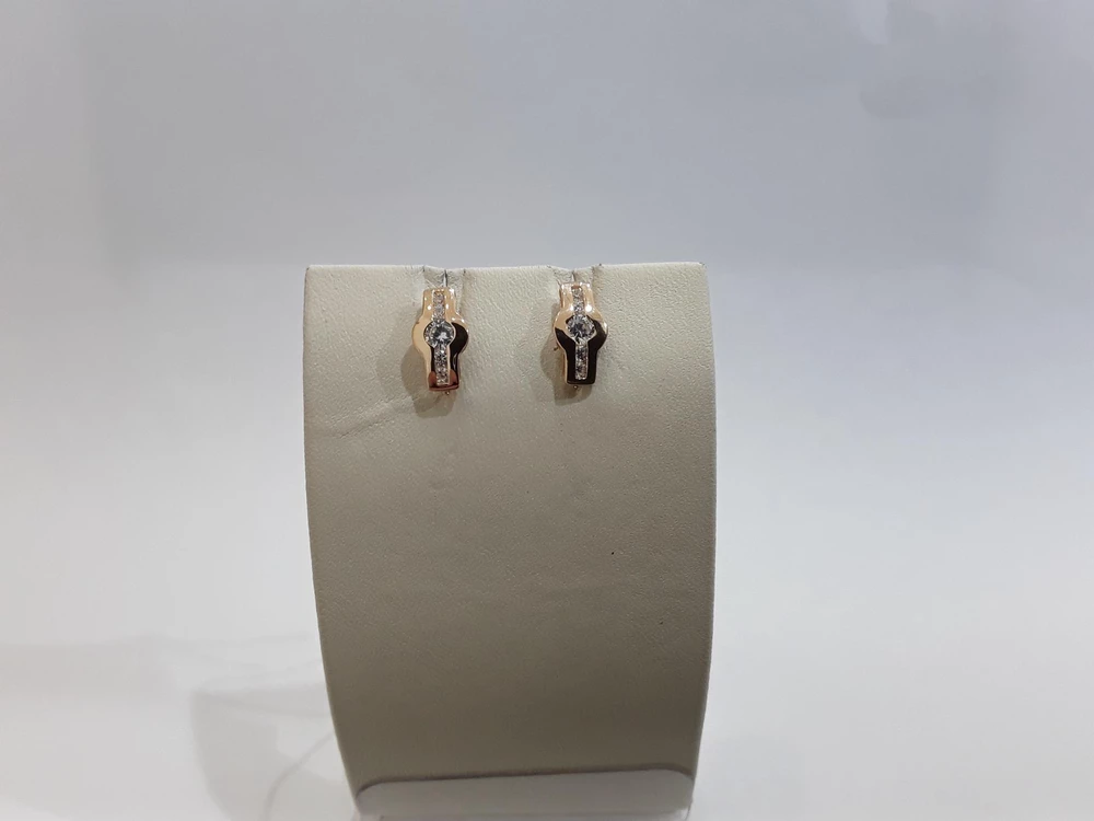 Серьги с фианитом из красного золота 585 пробы