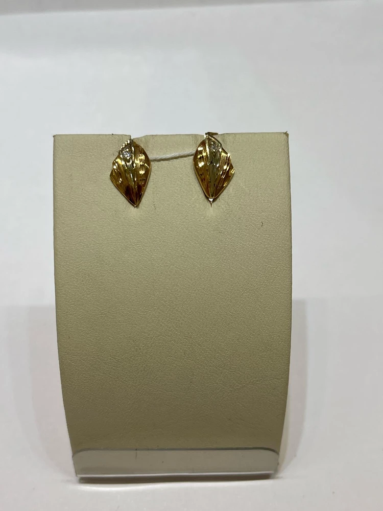 Серьги с фианитом из красного золота 585 пробы