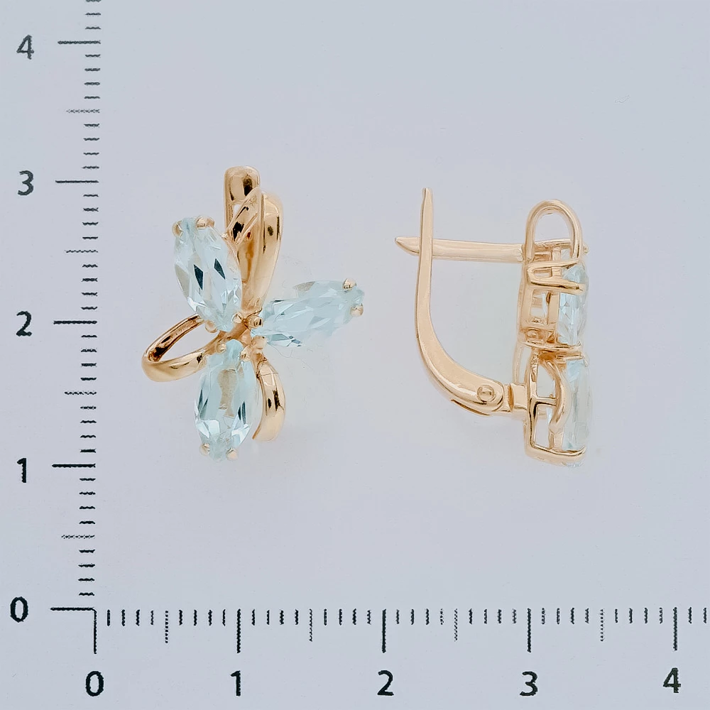 Серьги с фианитом из красного золота 585 пробы