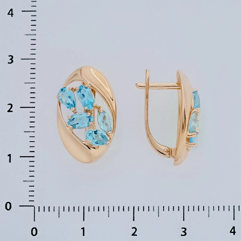 Серьги с фианитом из красного золота 585 пробы