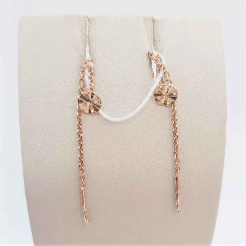 Серьги-продевки из красного золота 585 пробы