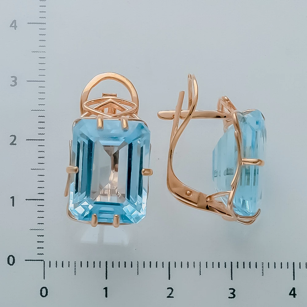 Серьги с фианитом из красного золота 585 пробы