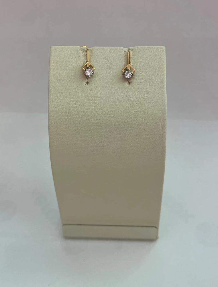 Серьги с фианитом из красного золота 583 пробы