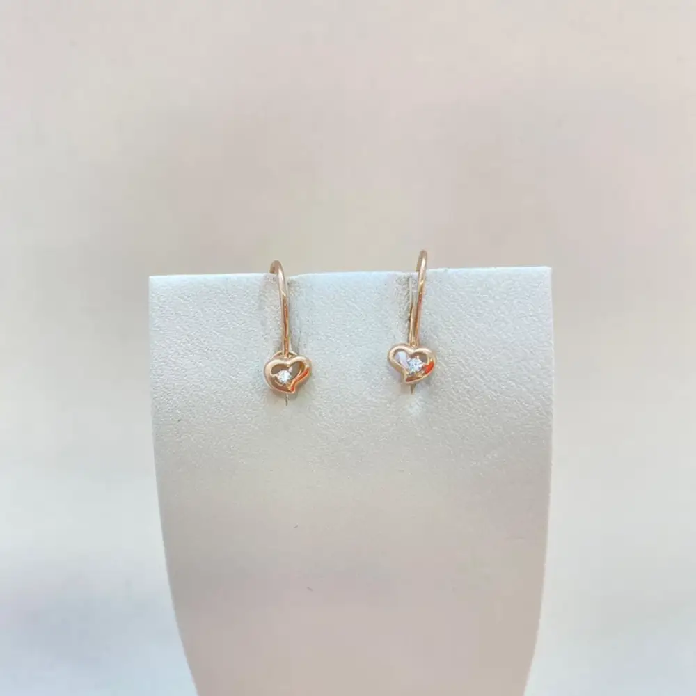 Серьги с фианитом из красного золота 585 пробы 1