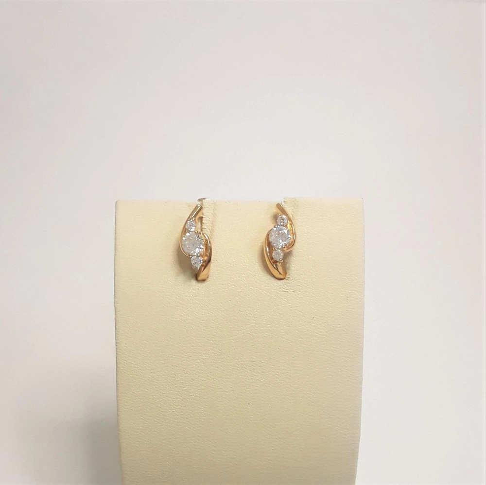 Серьги с фианитом из красного золота 585 пробы