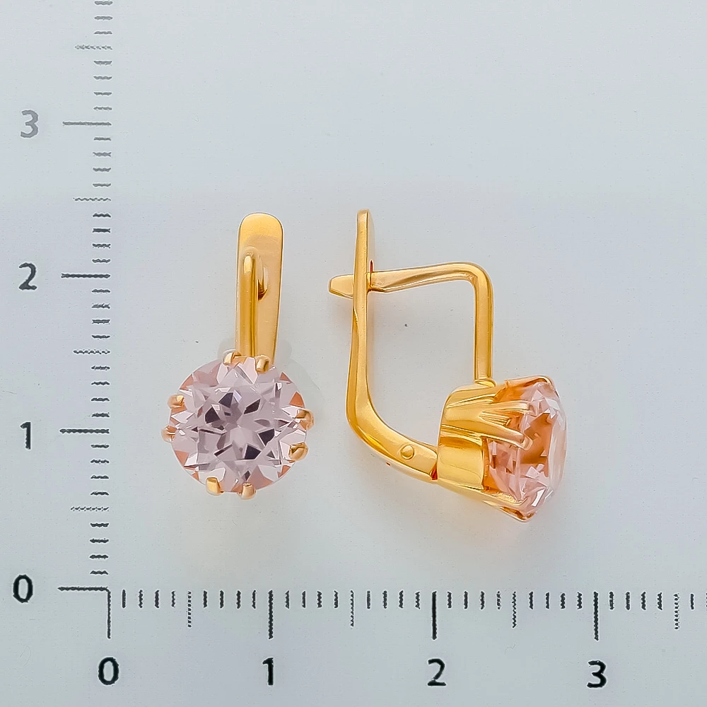 Серьги с фианитом из желтого золота 583 пробы 2
