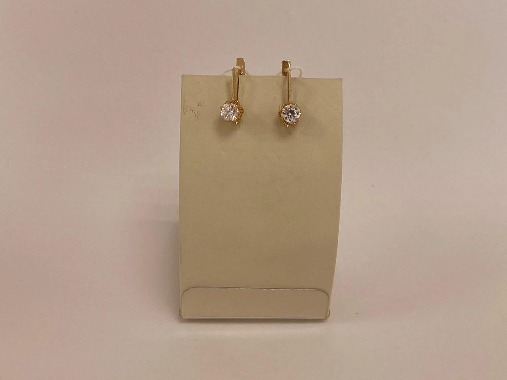 Серьги с фианитом из красного золота 583 пробы