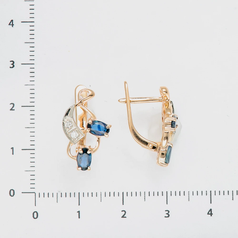 Серьги с сапфиром из красного золота 585 пробы
