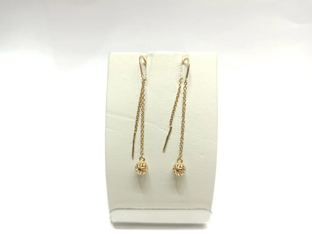 Серьги-продевки из красного золота 585 пробы 1
