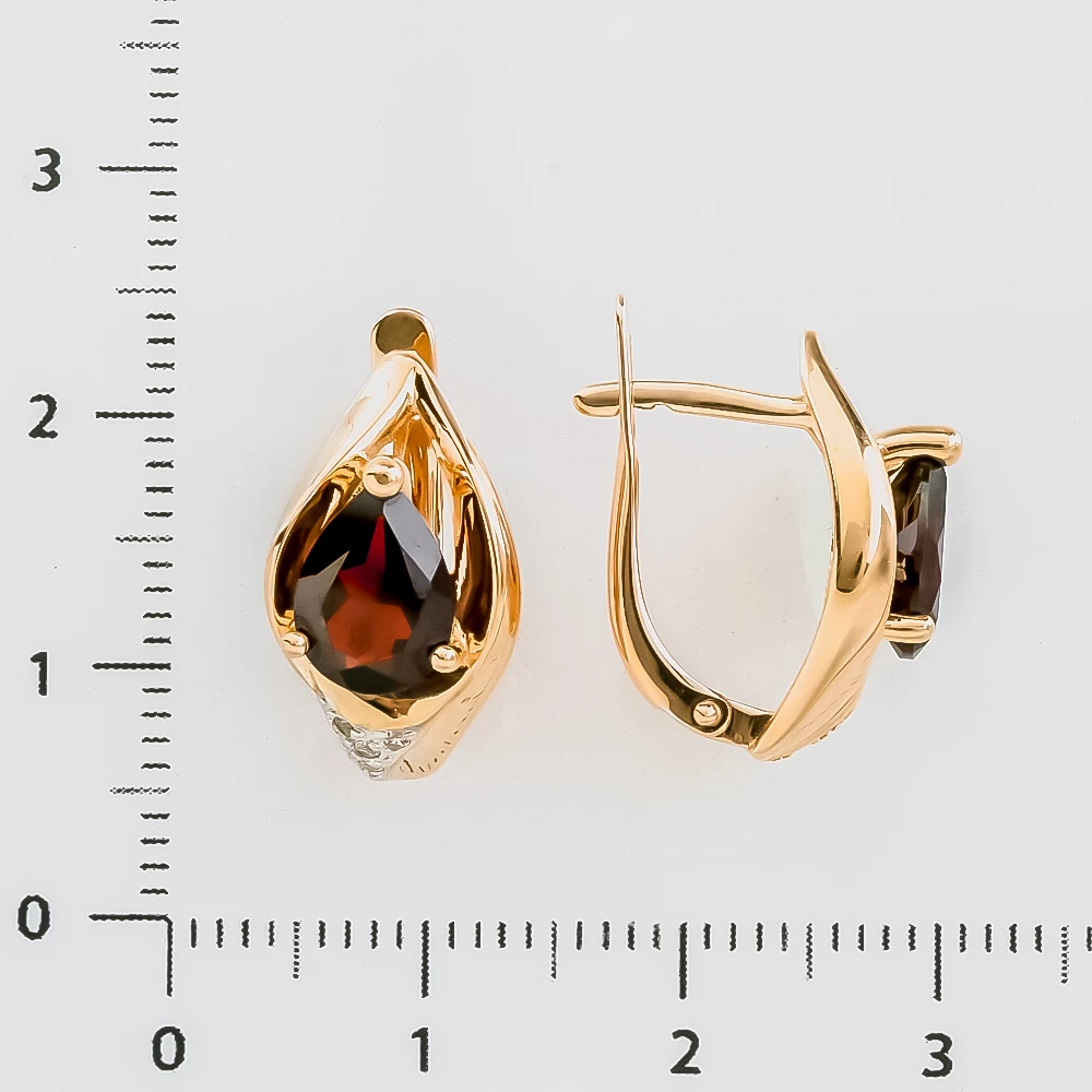 Серьги с фианитом из красного золота 585 пробы