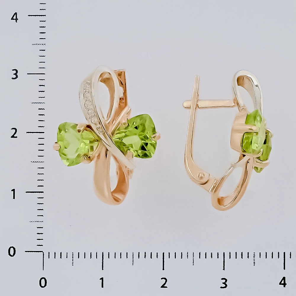 Серьги с фианитом из красного золота 585 пробы