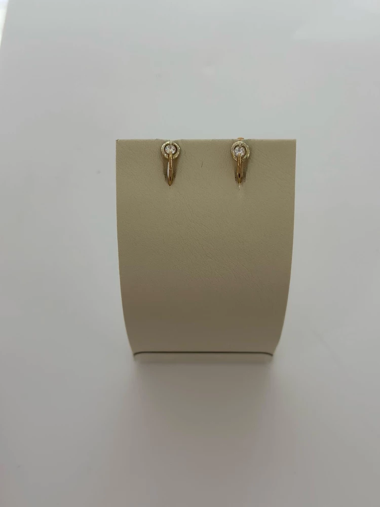 Серьги с фианитом из красного золота 585 пробы