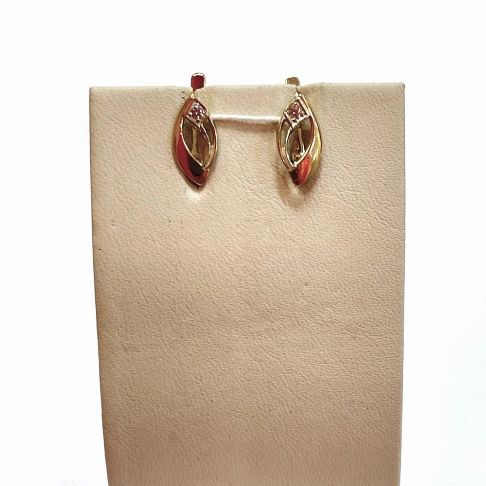 Серьги с фианитом из красного золота 585 пробы