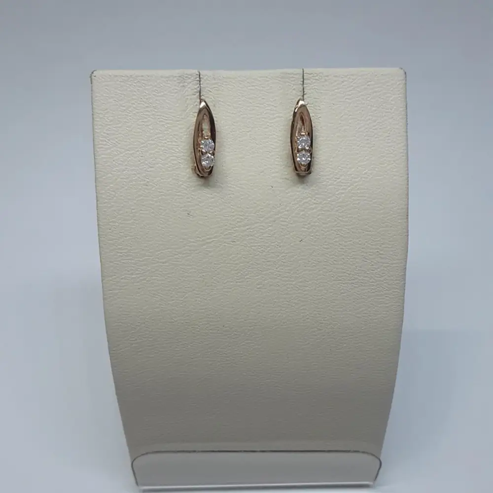 Серьги с фианитом из красного золота 585 пробы 1