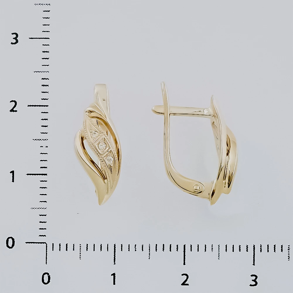 Серьги с бриллиантом из желтого золота 585 пробы