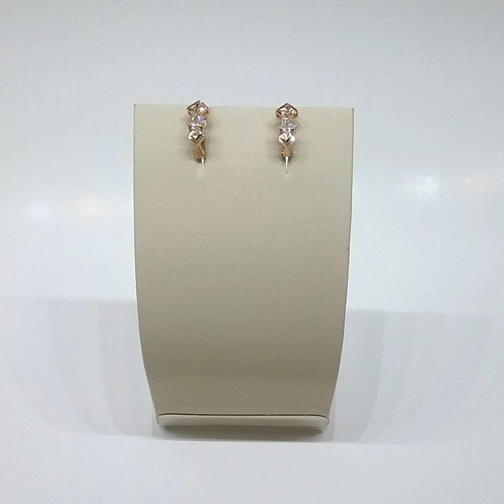 Серьги с фианитом из красного золота 585 пробы