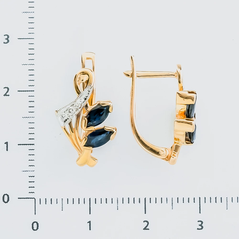 Серьги с сапфиром из красного золота 585 пробы
