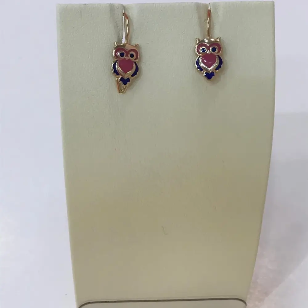 Серьги с эмалью из красного золота 585 пробы 1