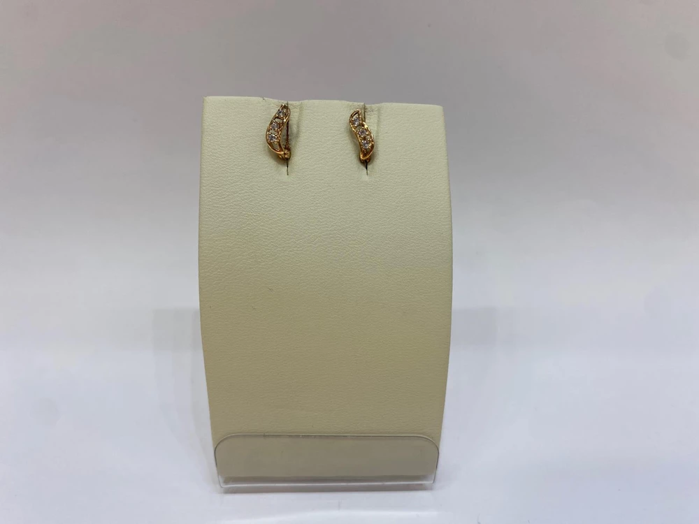 Серьги с фианитом из красного золота 375 пробы