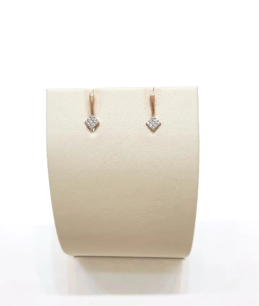 Серьги с фианитом из красного золота 375 пробы
