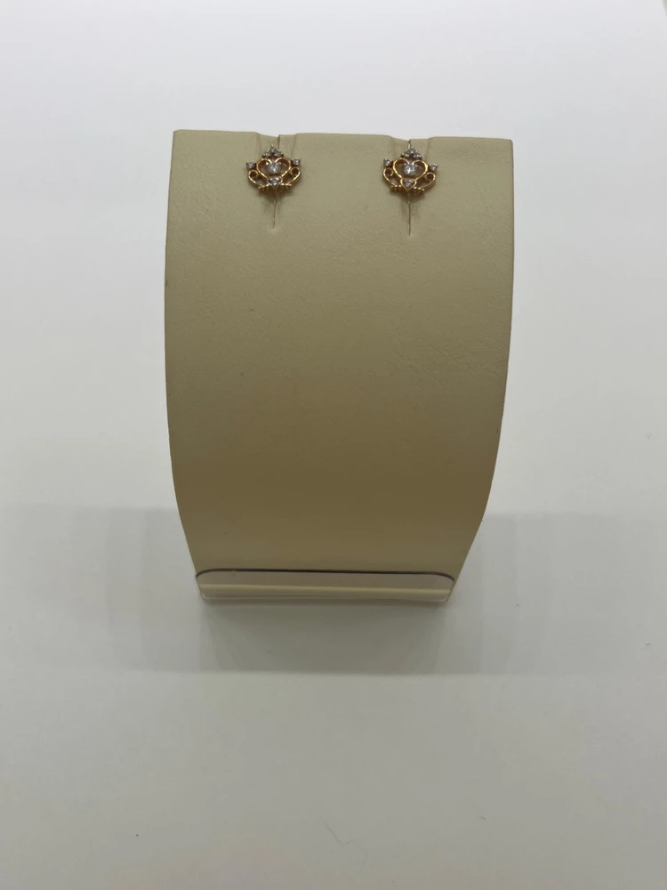 Серьги с фианитом из красного золота 375 пробы