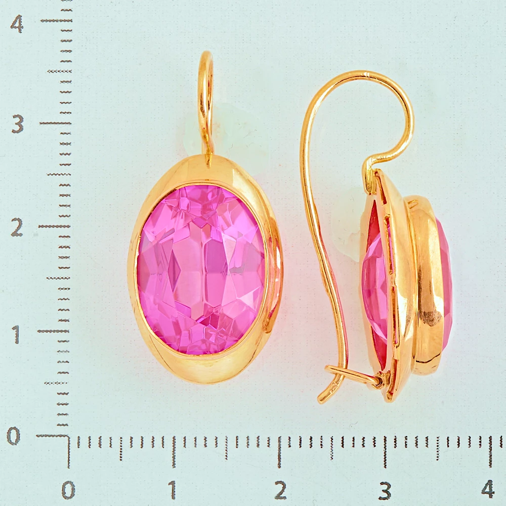 Серьги с фианитом из красного золота 583 пробы 2