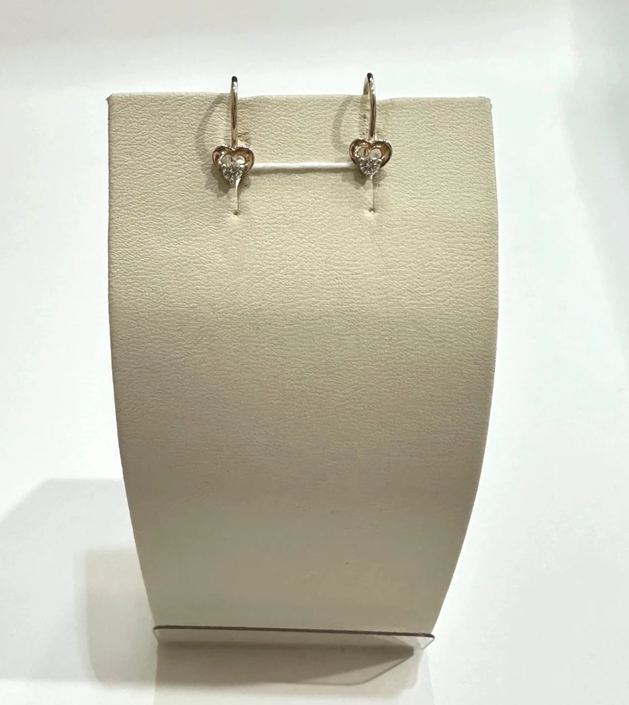 Серьги с фианитом из красного золота 585 пробы