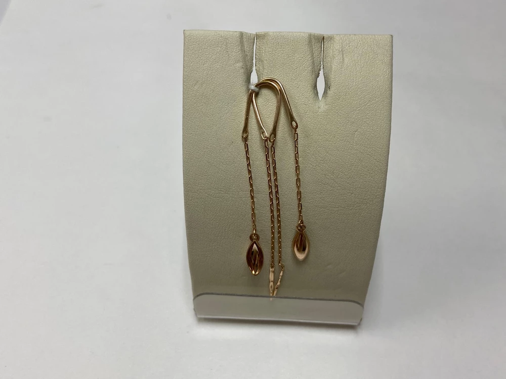 Серьги-продевки из красного золота 585 пробы 1