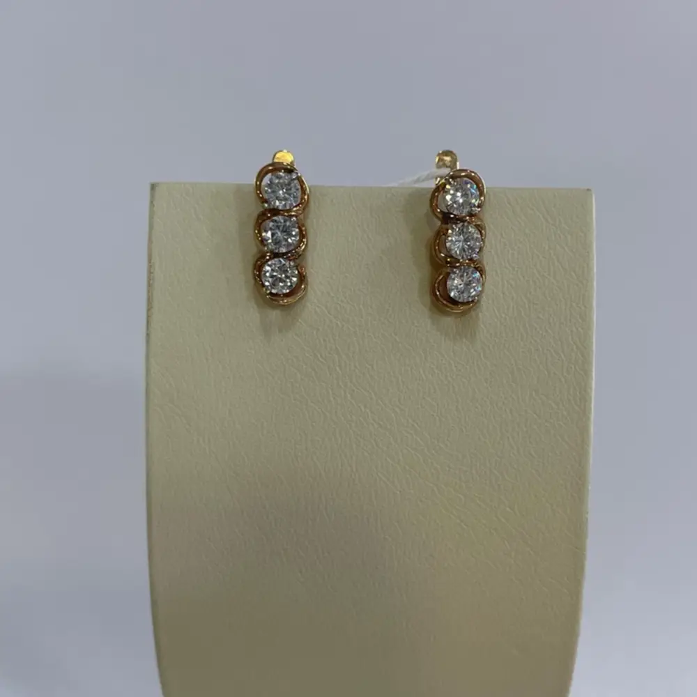 Серьги с фианитом из красного золота 375 пробы 1