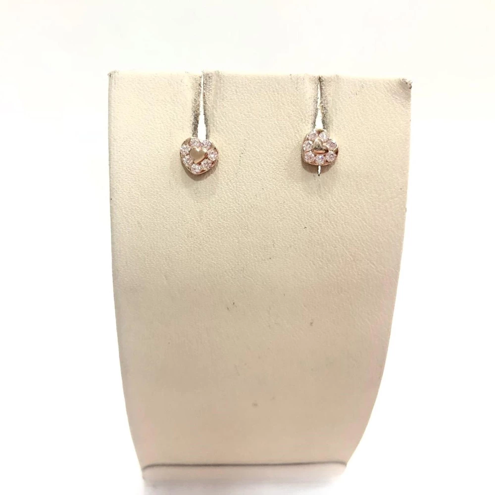Серьги с фианитом из красного золота 585 пробы