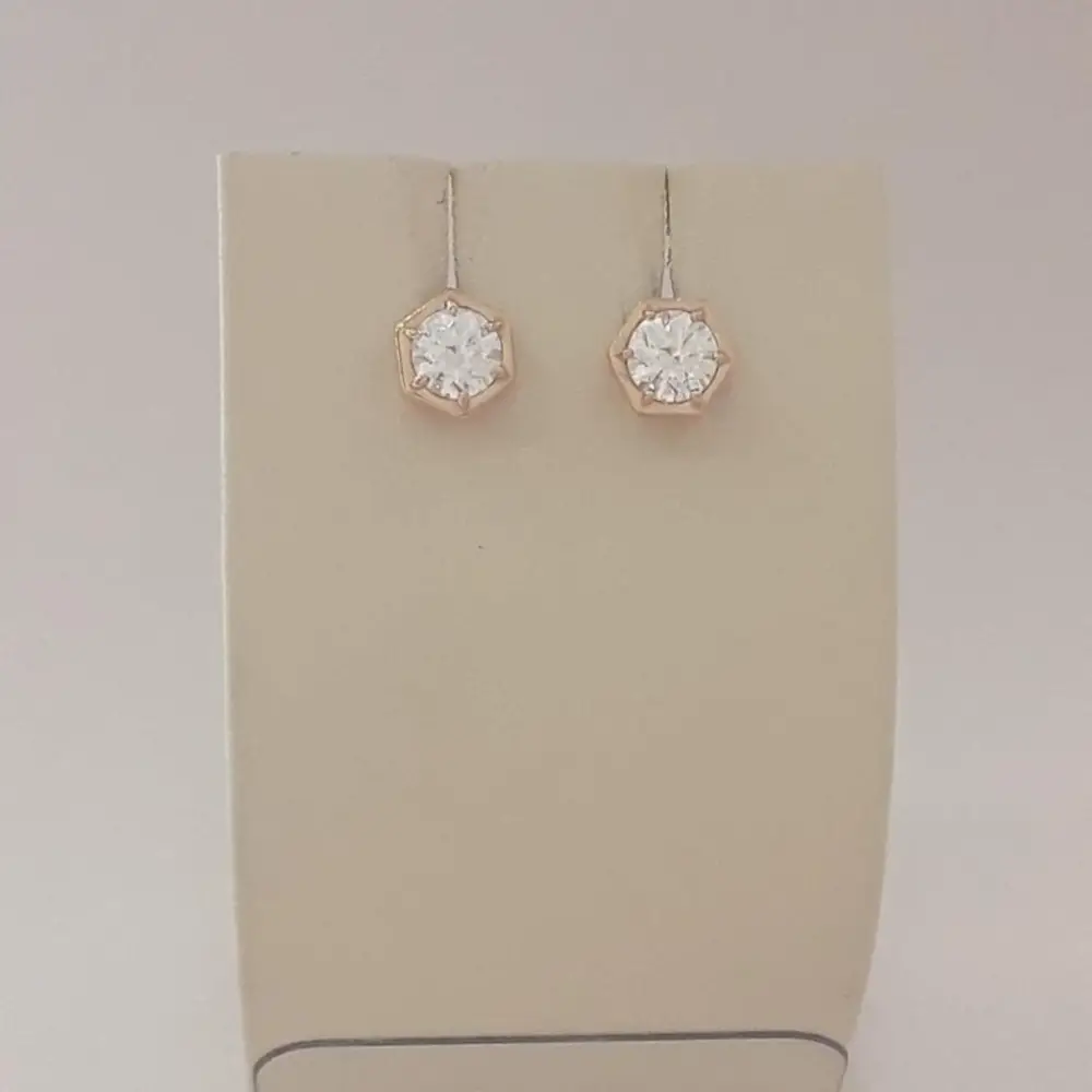 Серьги с фианитом из красного золота 585 пробы 1