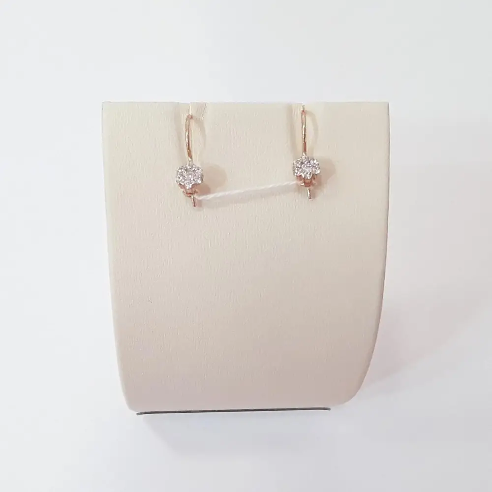 Серьги с фианитом из красного золота 585 пробы 1