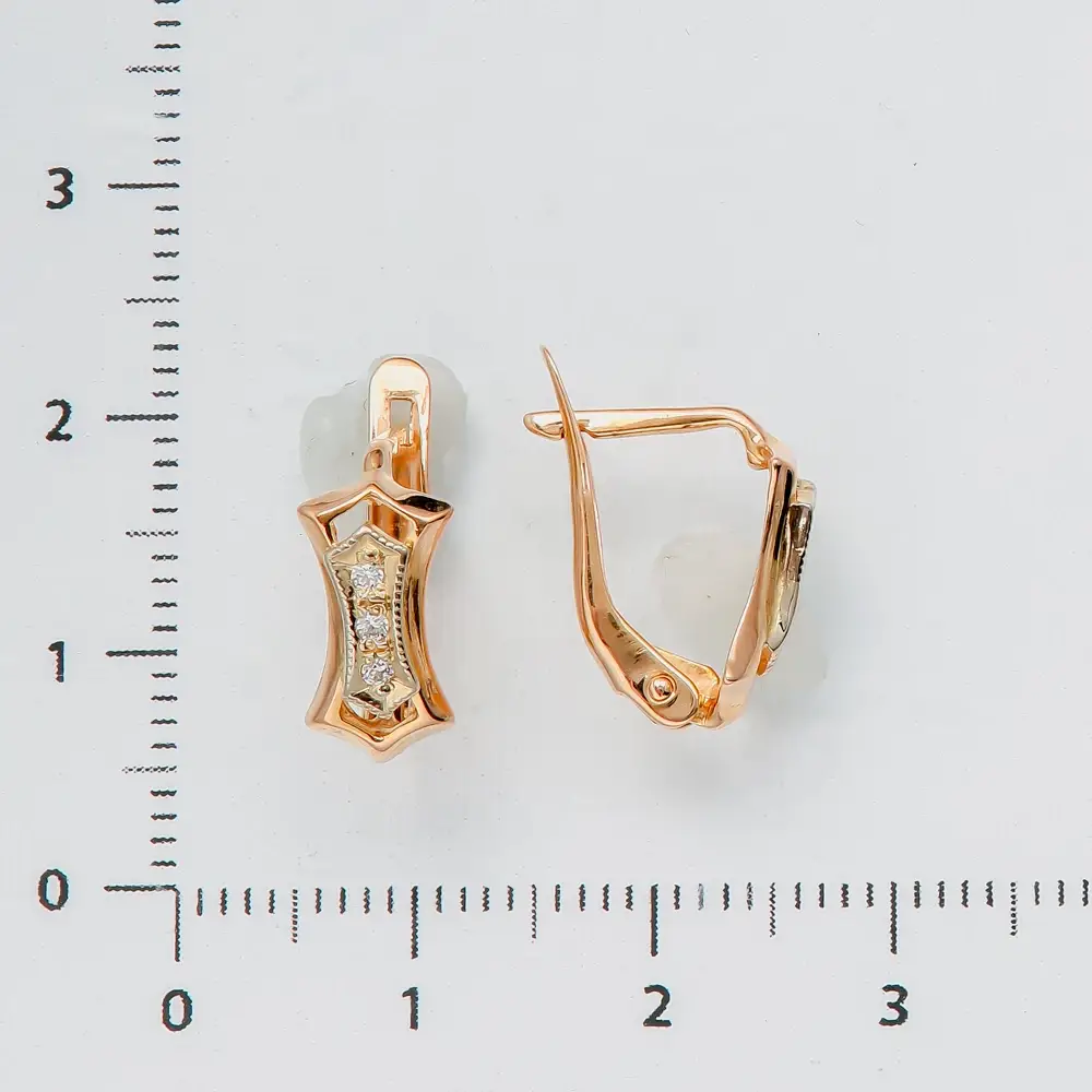 Серьги с фианитом из красного золота 585 пробы 2