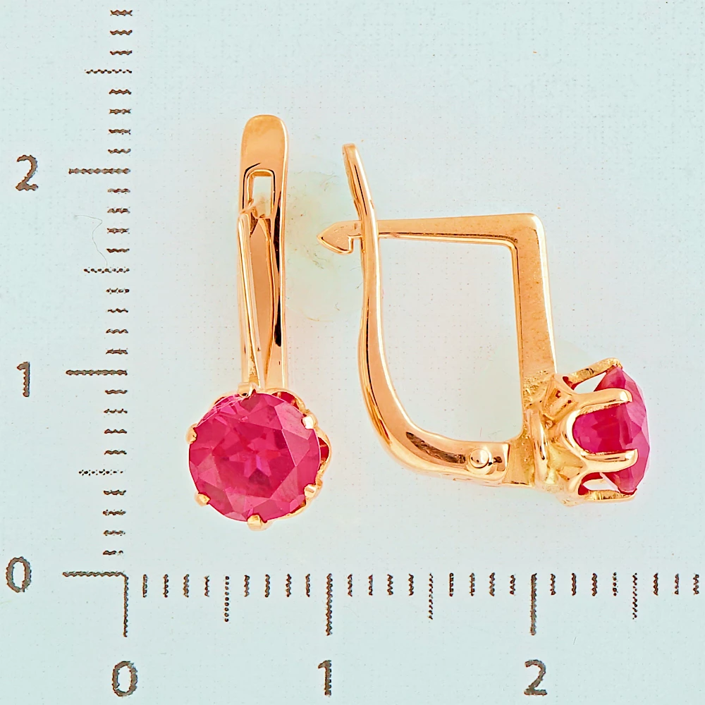 Серьги с фианитом из красного золота 583 пробы