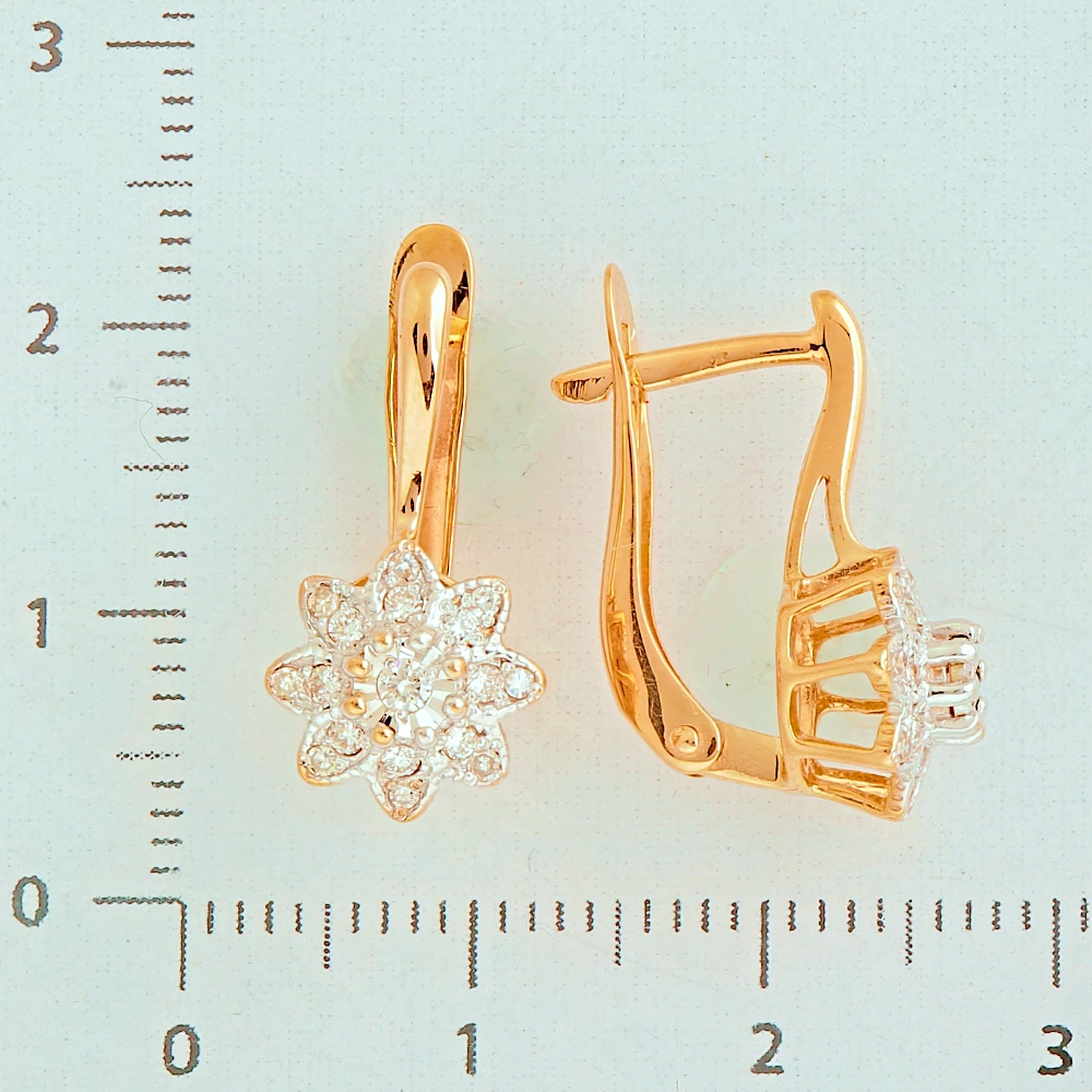 Серьги с бриллиантом из красного золота 585 пробы 2