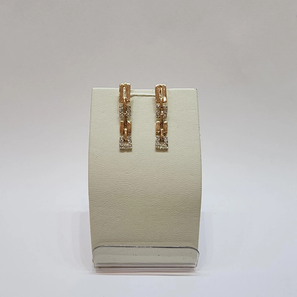 Серьги с фианитом из красного золота 585 пробы 1