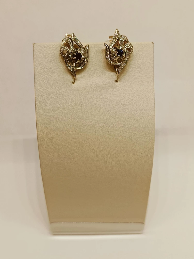 Серьги с сапфиром из красного золота 585 пробы