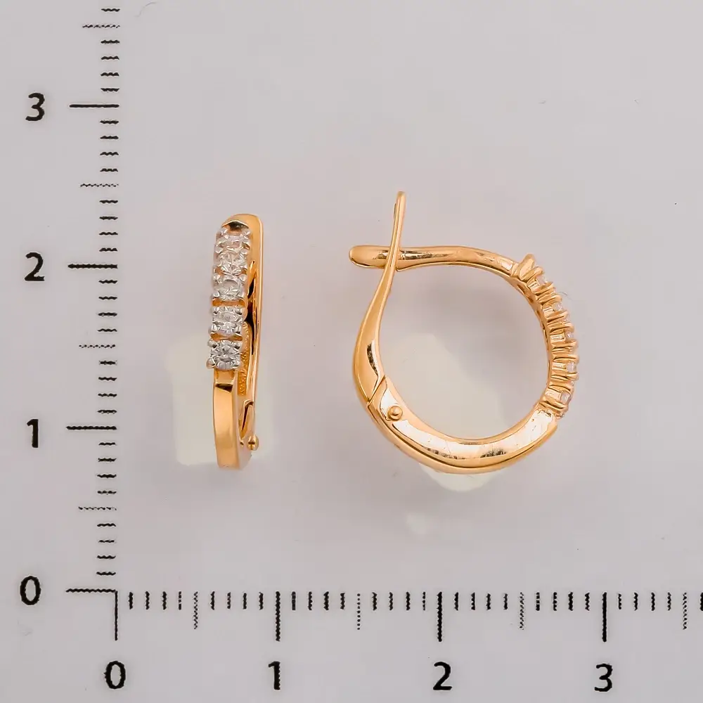 Серьги с фианитом из красного золота 585 пробы 2